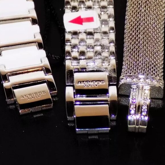 New $1335 Tags Akribos XXIV Women's 3 Watches Box Set Diamonds AK510 AK528 AK514 - Picture 6 of 12